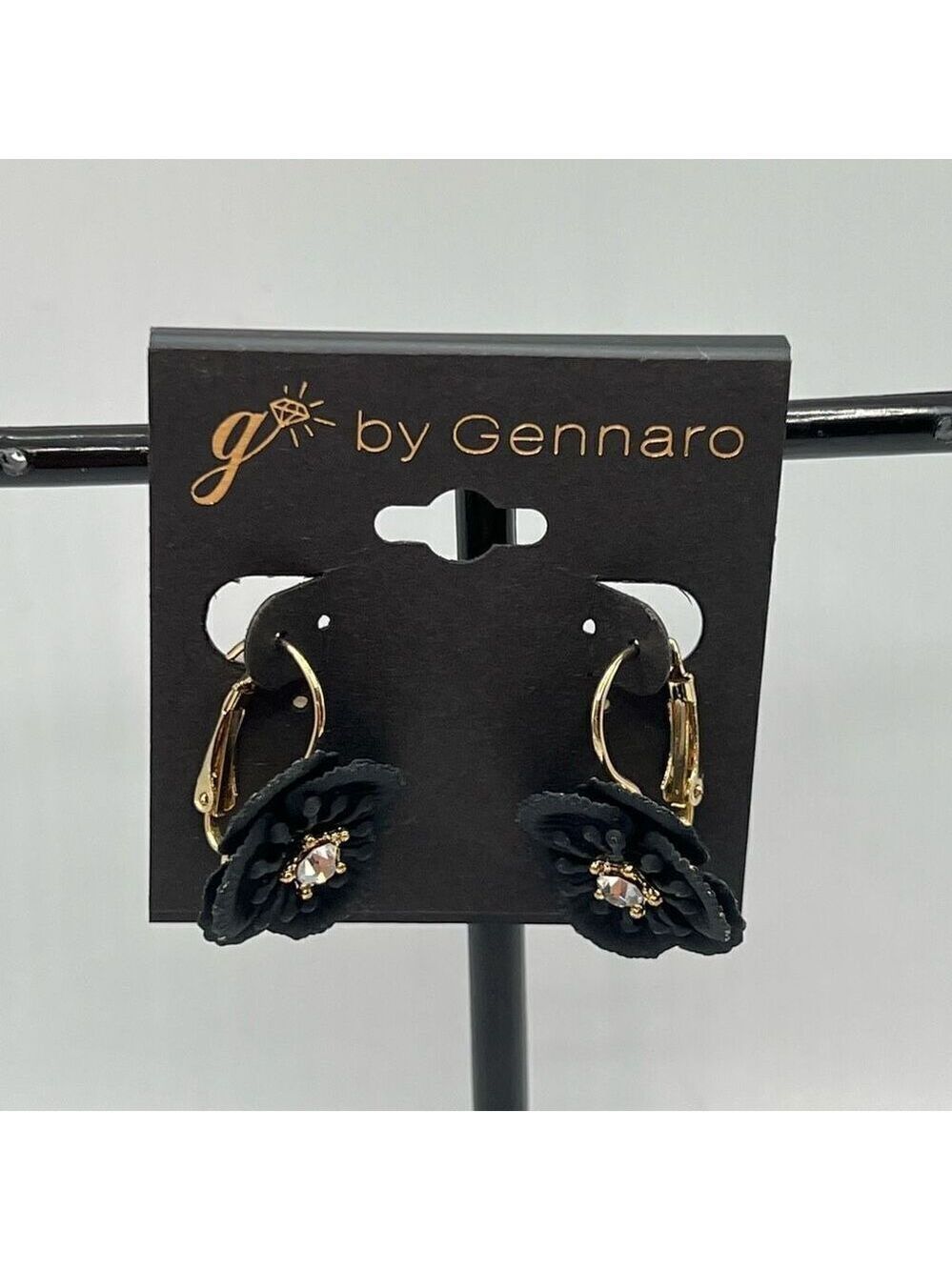 G by Gennaro Gold/Black Floral Earrings